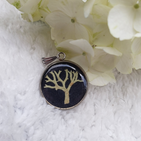 Vintage 50's Dried Plant Tree Nature Pendant - Picture 4 of 4